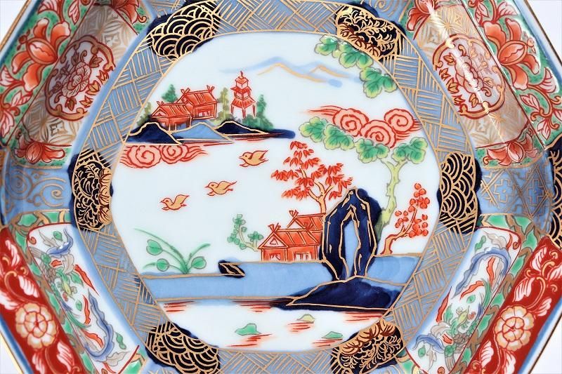 幸楽窯 錦色絵山水銘々皿