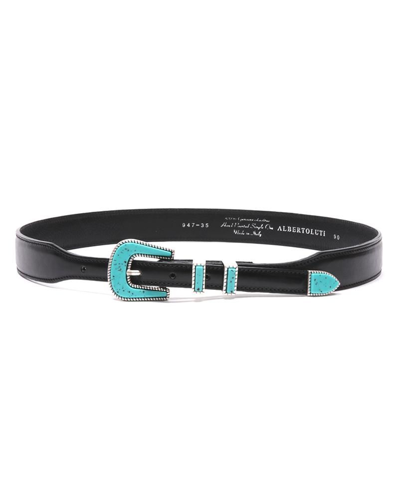 ガーメントダイレザーウエスタンベルト 947-35 NERO｜ALBERTO LUTI