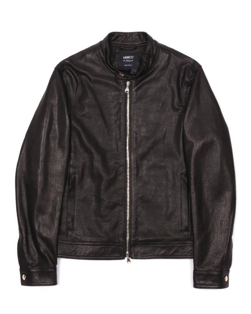 レザーシングルライダースジャケット JURI GOLD NAPPA MANGA｜EMMETI