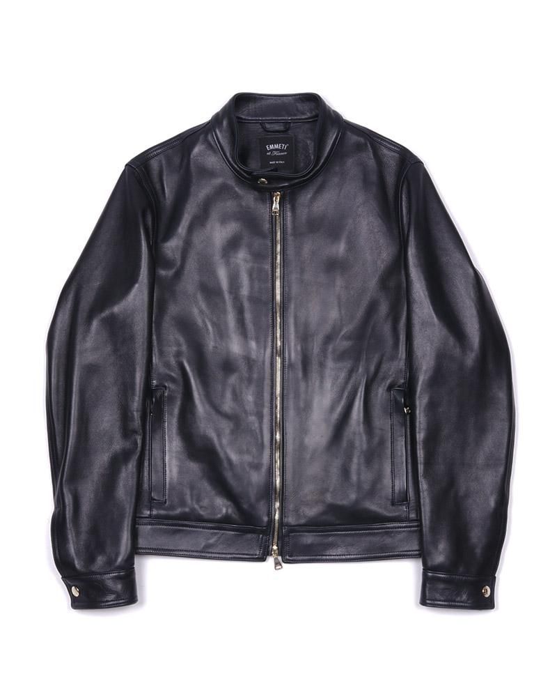 レザーシングルライダースジャケット JURI GOLD SP NAVY｜EMMETI 正規