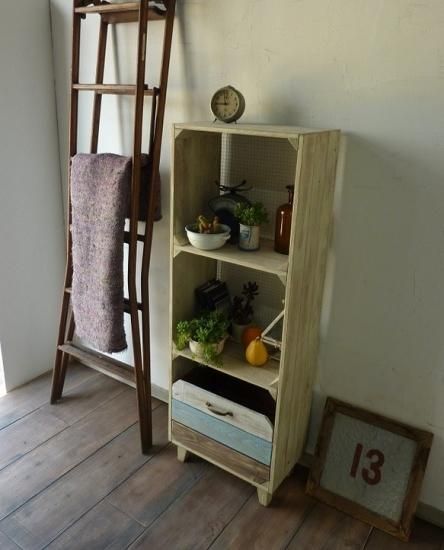 エイジング ウッドラック シェルフ w45 ハンドメイド 引き出し付き