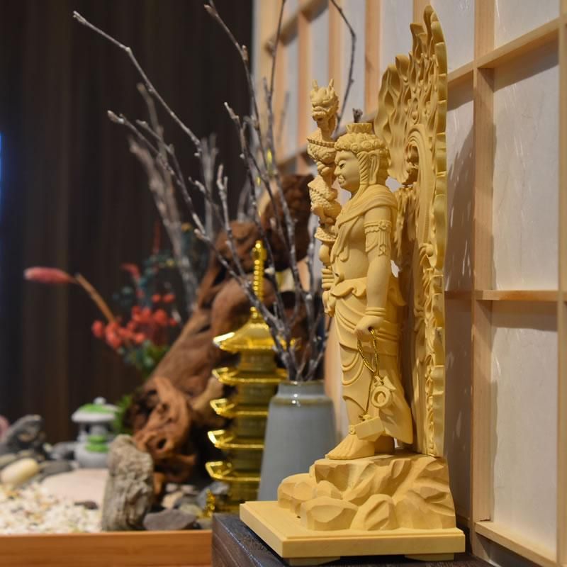 柘植眼入倶利伽羅不動明王 立4.5寸 総高24.5cm