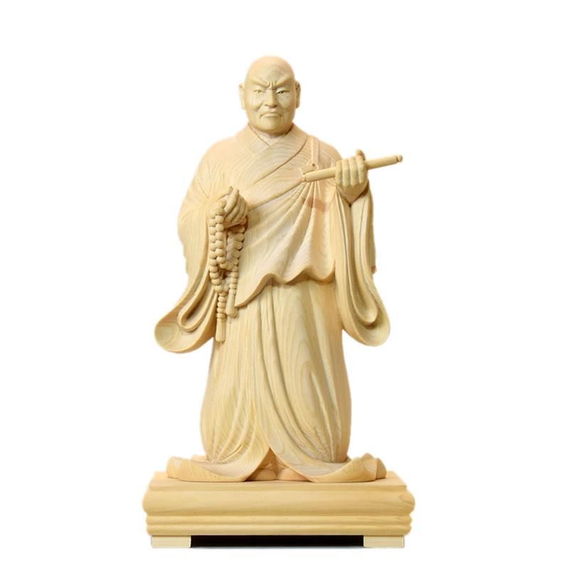 桧木日蓮聖人（日蓮上人）立像 総丈24.5cm