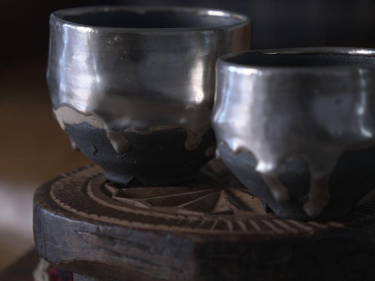 谷井直人 信楽焼垂れ銀鉢（銀彩） - bio plants ビオプランツ