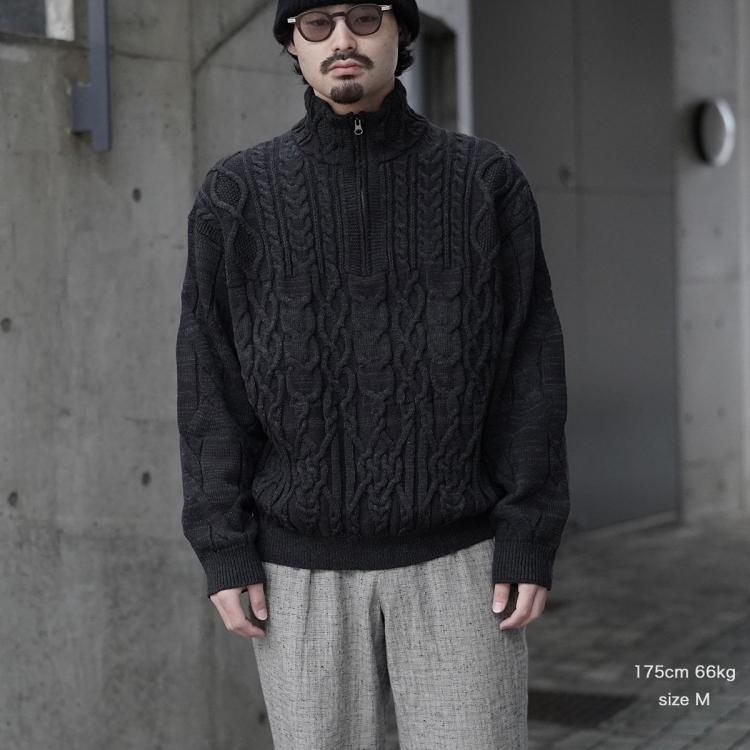 ヴァイナルアーカイブ VAINL ARCHIVE アジズ ハーフジップニット AZIZ-C