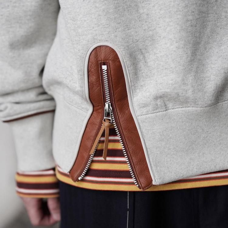 コッキ KHOKI 26ss レザートリムドスウェットシャツ Leather-Trimmed