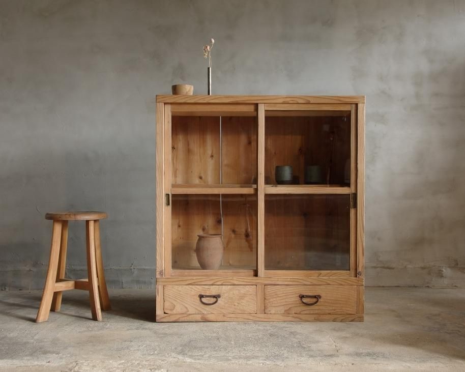 ガラス戸棚／収納棚 アンティーク／ヴィンテージ