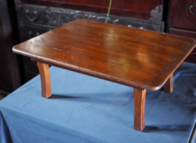 昭和レトロ折畳角ちゃぶ台 昭和中期 古録展 送料別 Dサイズ 中古 品番F4441