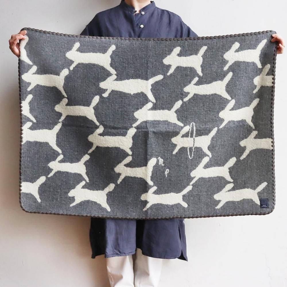 ミナ ペルホネン ウールブランケット run run run/72.5×105cm｜三島