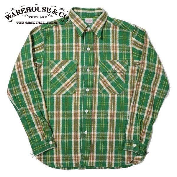 ウエアハウス 3104 C柄 グリーン FLANNEL SHIRTS フランネルシャツ