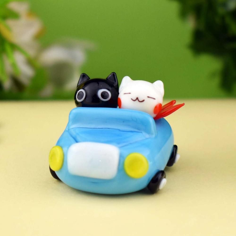 ガラス細工｜ドライブネコカップル｜フォーカートグラスワークス限定