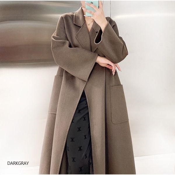 リバーコート ウール カシミヤ ローブ ロングコート ベルト バスローブ