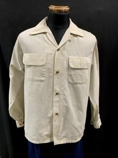 50s 白 黒 カスリネップ かすり ロカビリーシャツ フラップポケット