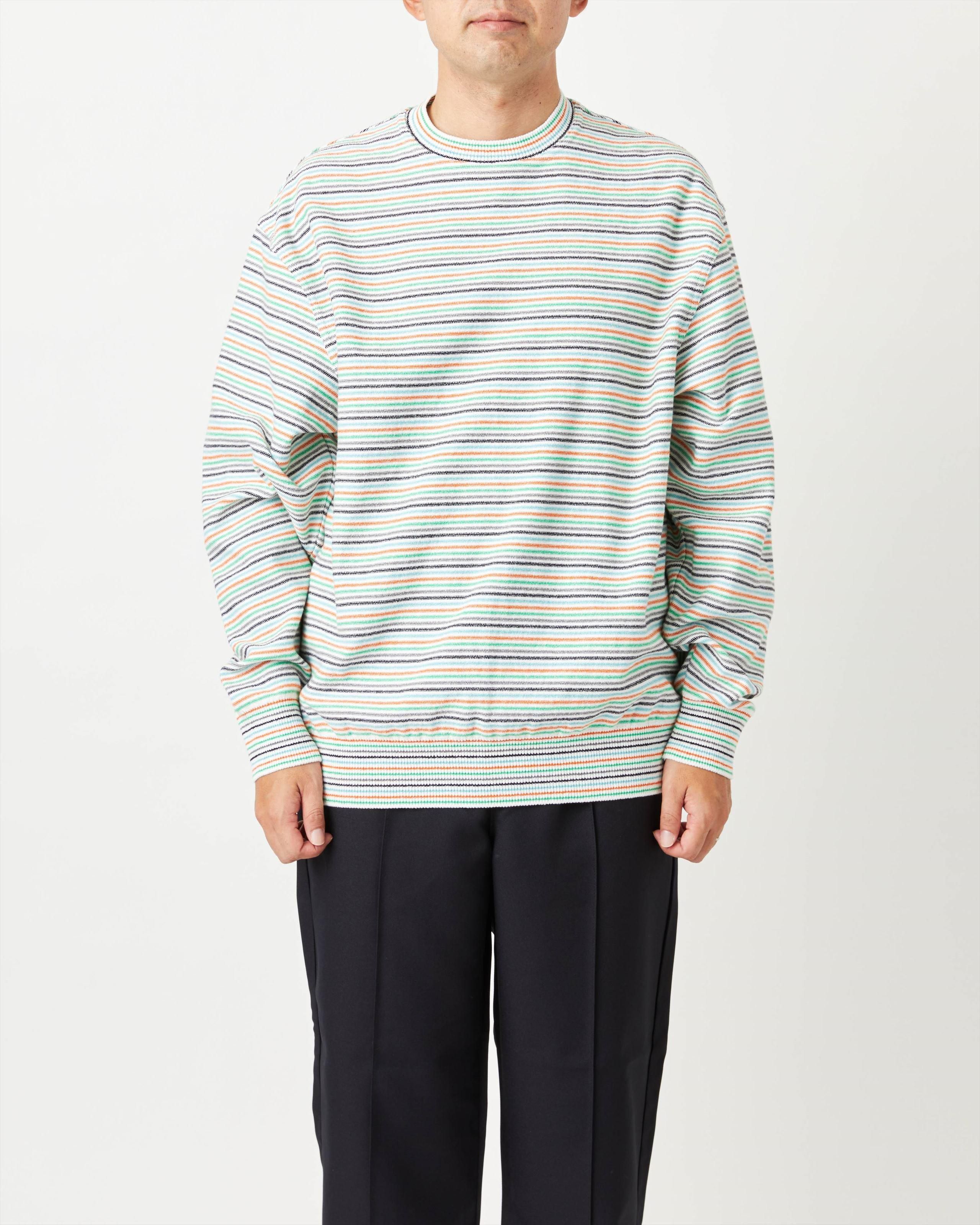 WAVE COTTON MULTI BORDER KNIT PULLOVER - Yonetomi STORE ONLINE