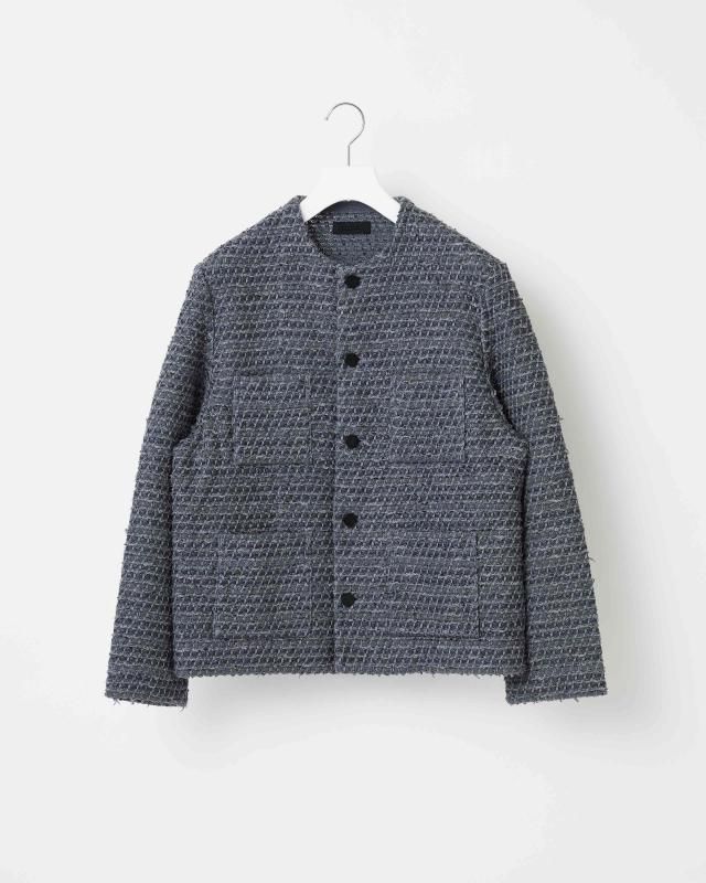 BASIC TWEED NO-COLLAR JACKET - Yonetomi STORE ONLINE｜ヨネトミ