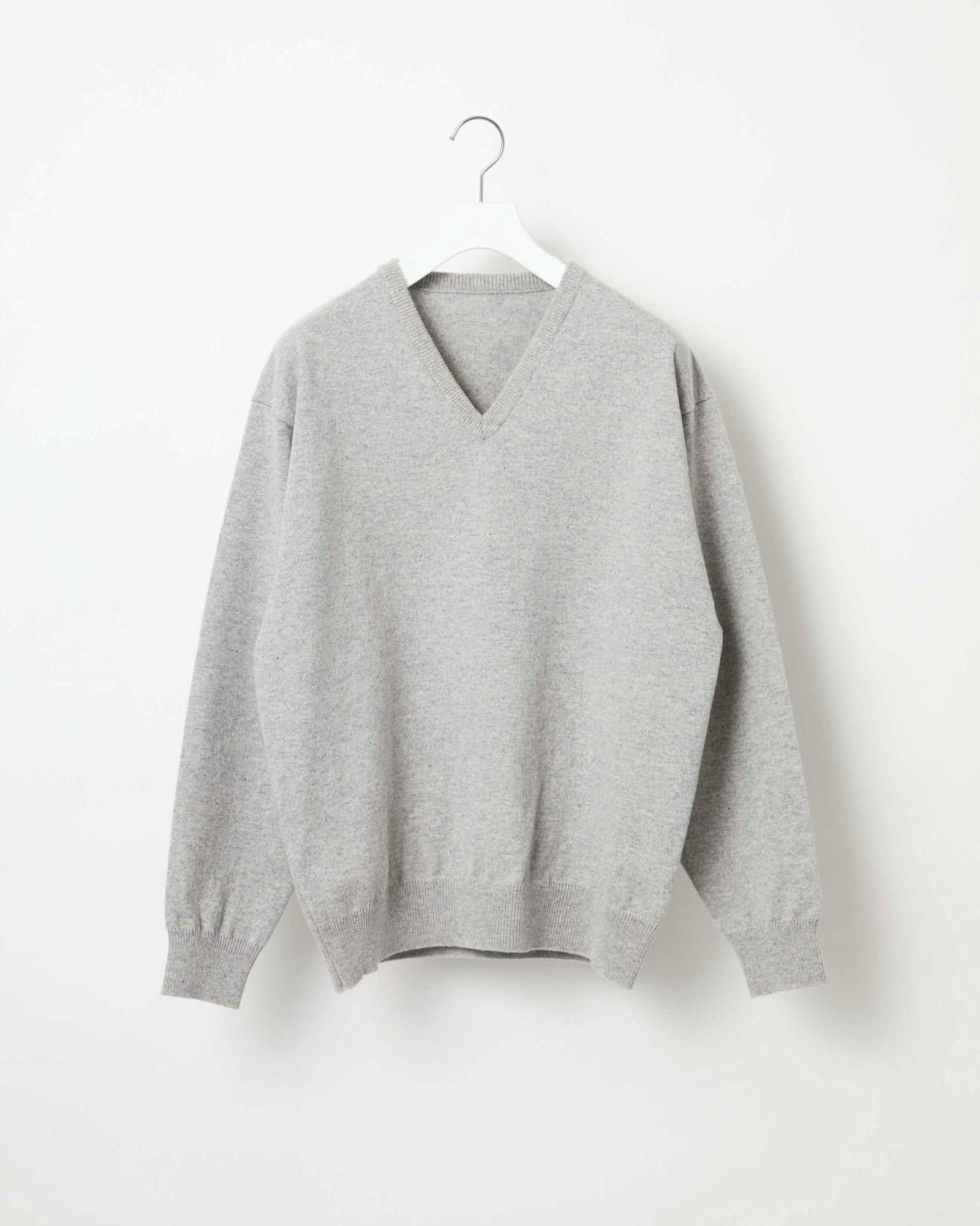 RIGID CASHMERE SWEATER V Neck Pullover - Top Gray - Yonetomi STORE