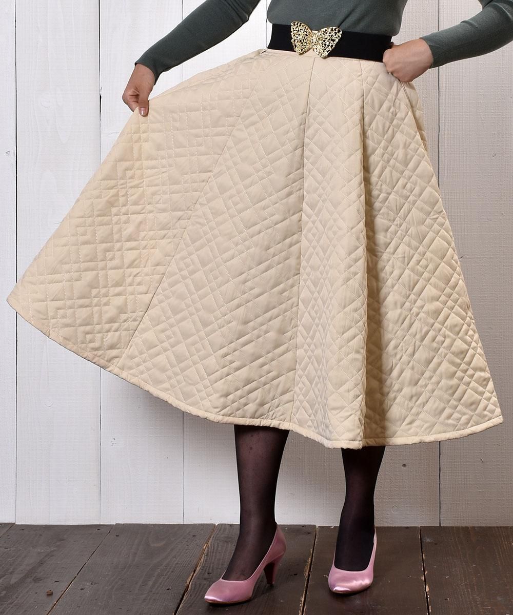 5色展開】 「Meridian」 サーキュラー キルティングスカート ホワイト