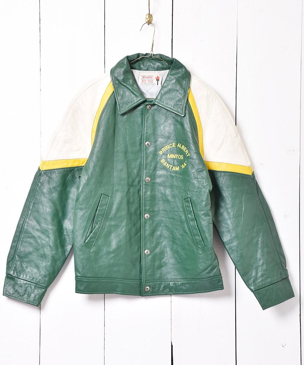 オール レザー スタジャン グリーン - 古着屋グレープフルーツ ムーン