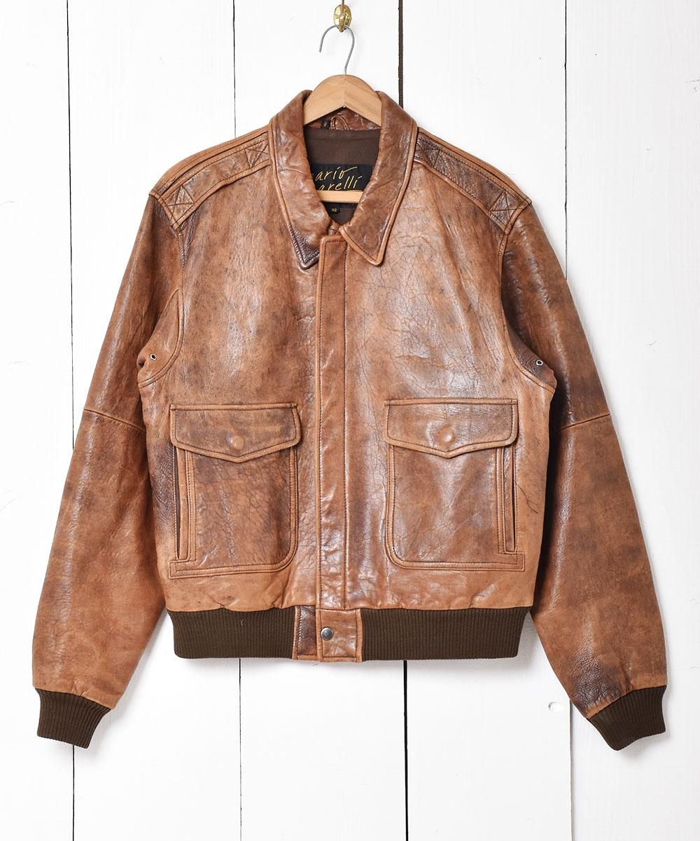 A2タイプ レザージャケット ブラウン - 古着屋グレープフルーツ ムーン
