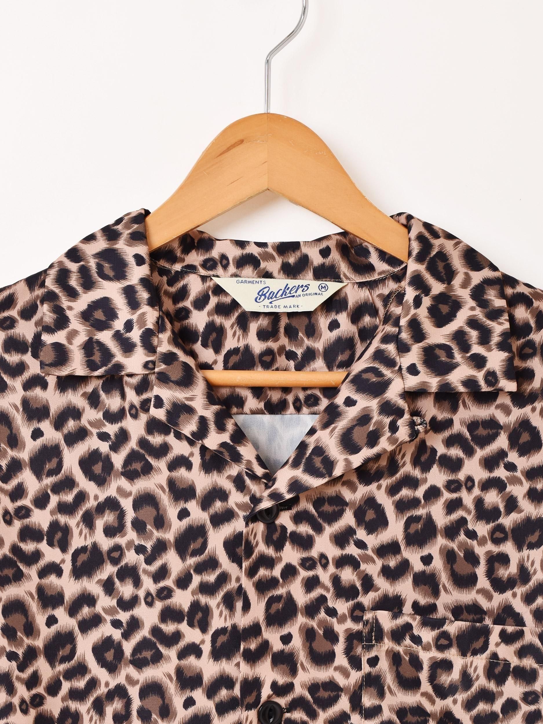 2色展開】「Backers」レオパード柄 オープンカラー 長袖シャツ