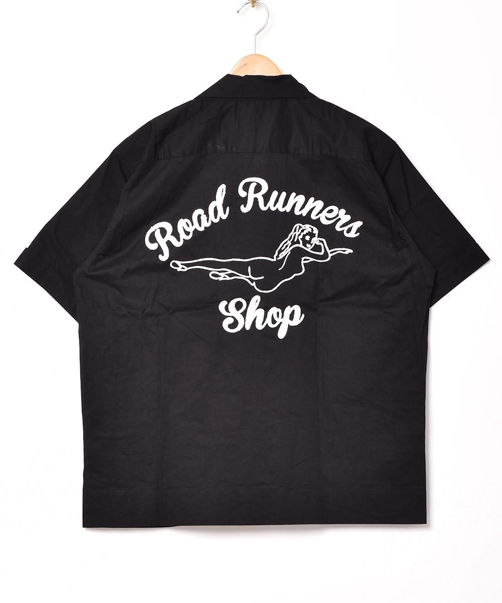 2色展開】「Backers」刺繍 ボウリングシャツ ブラック - 古着屋