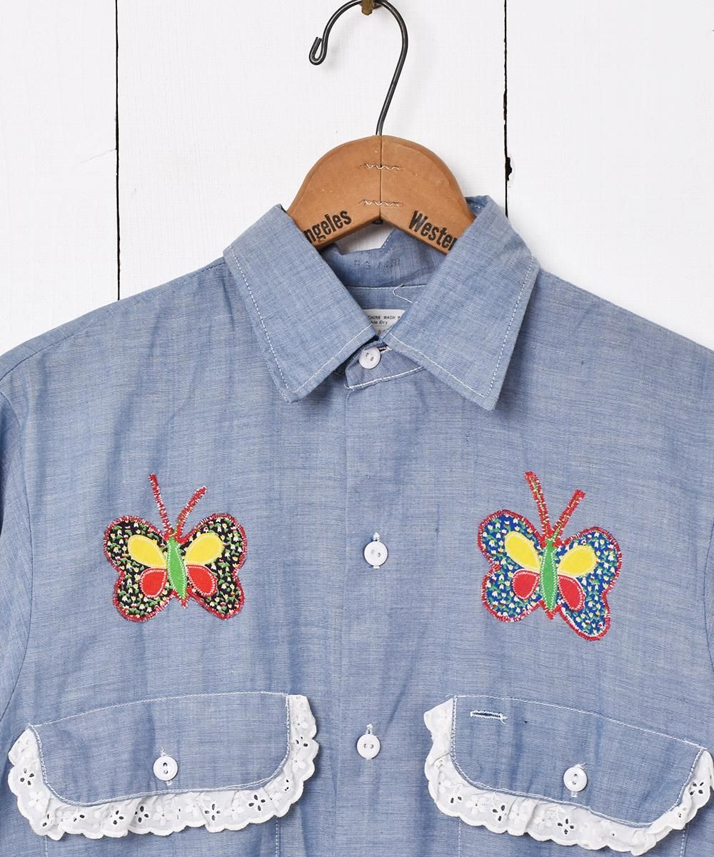 70's BIC MAC 刺繍 シャンブレーシャツ - 古着屋グレープフルーツ