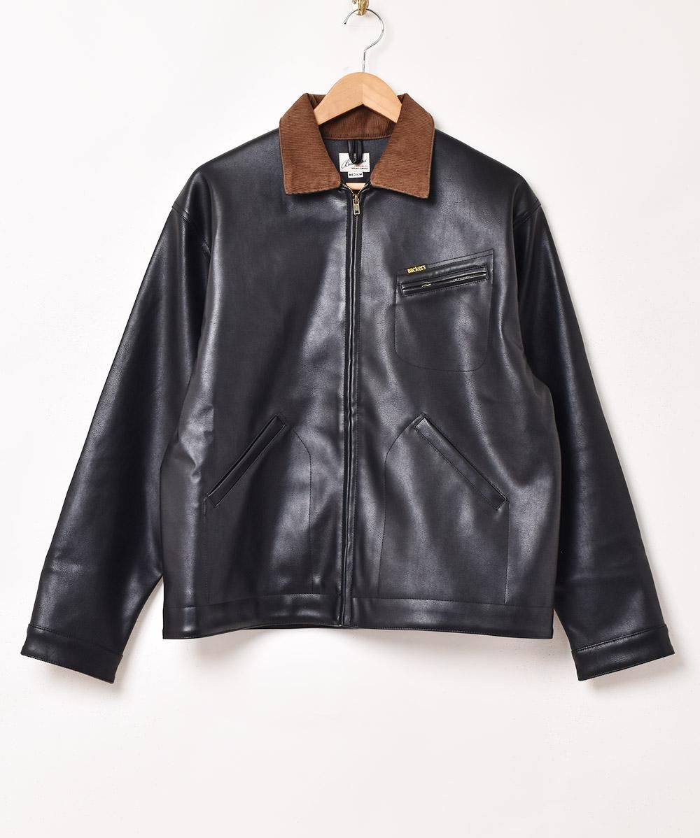 2色展開】「Backers」フェイクレザー コーデュロイ襟 ワークジャケット