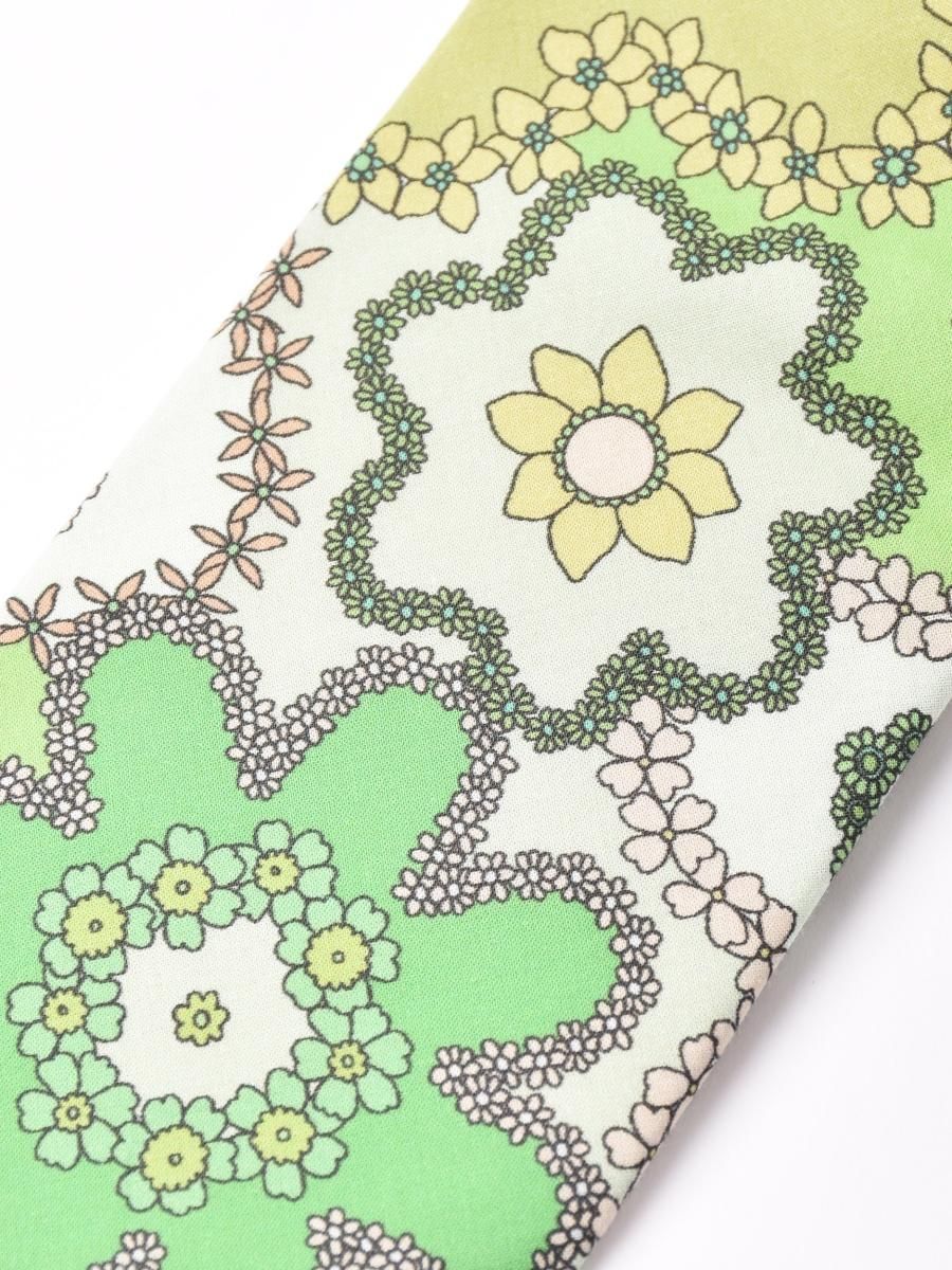 2色展開】ヒッピー風 花柄 ネクタイ グリーン - 古着屋