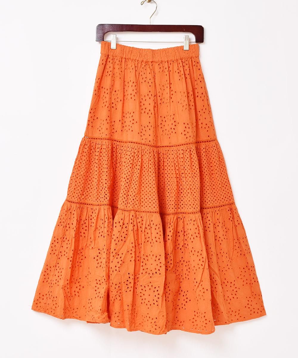 4色展開】「Emerald Motel」カットワーク ティアード フレアスカート