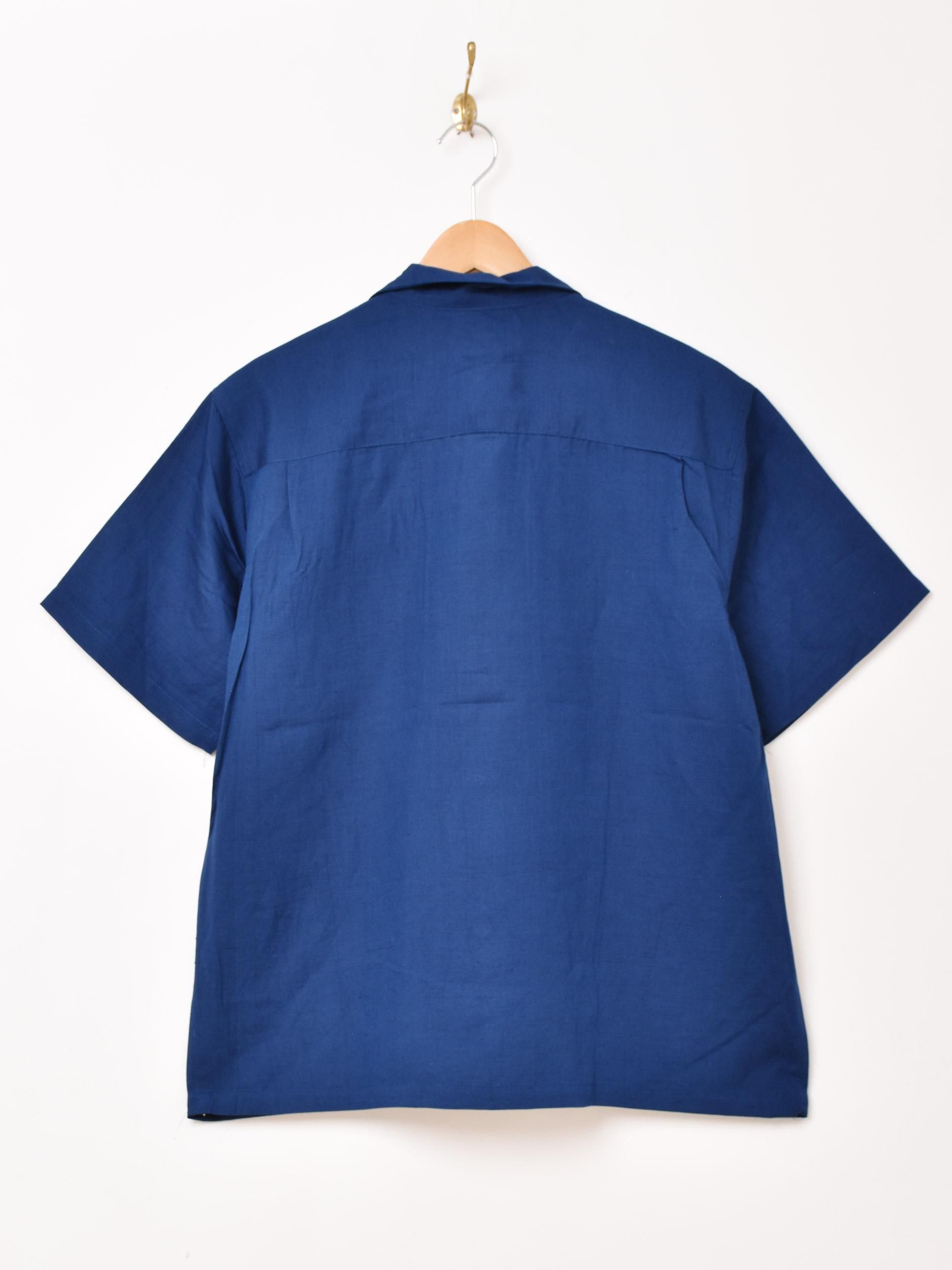5色展開】「Backers」無地 半袖 オープンカラーシャツ ネイビー - 古着