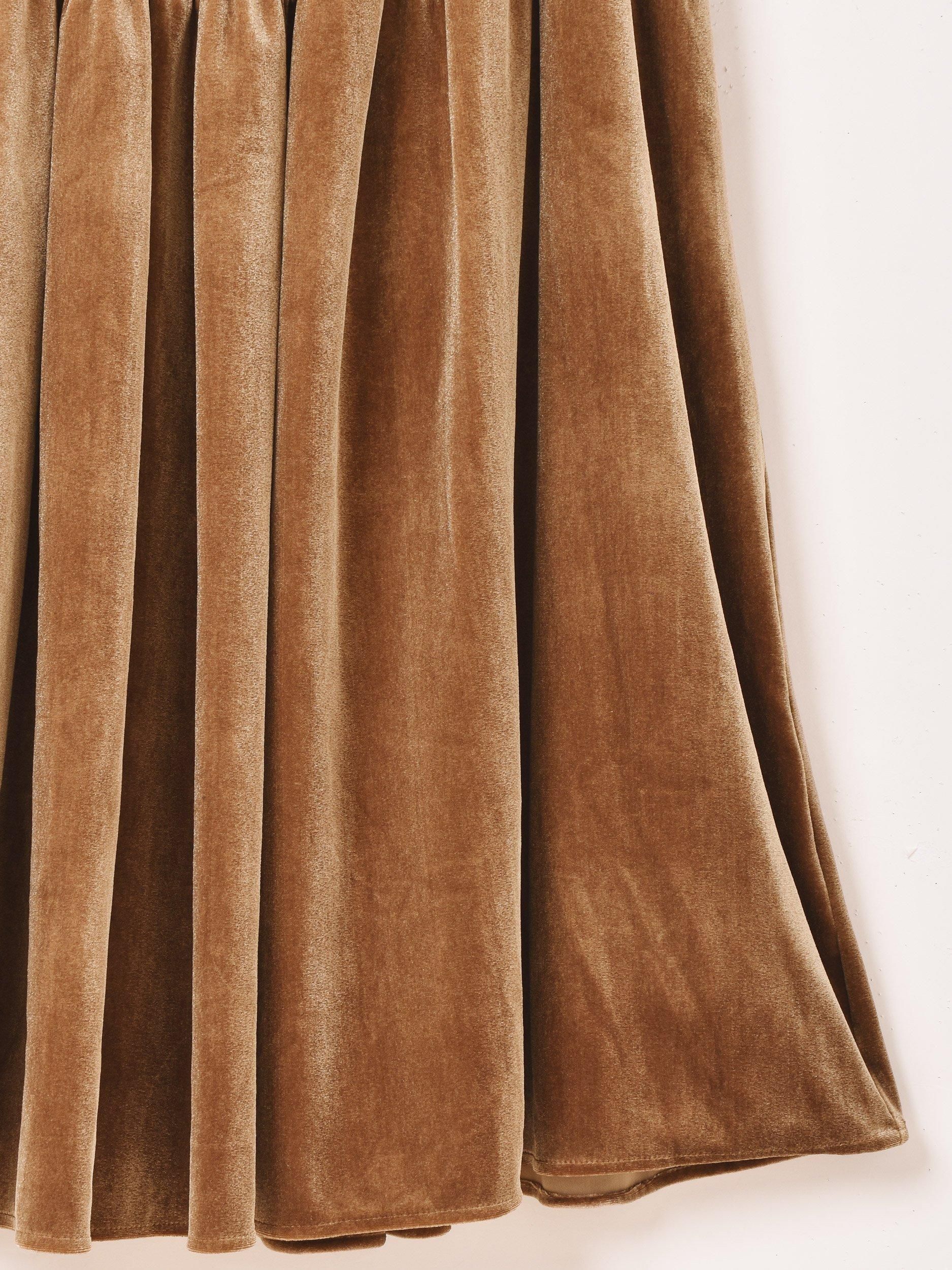 2色展開】「Meridian」ベロア シャーリング スカート ブラウン - 古着