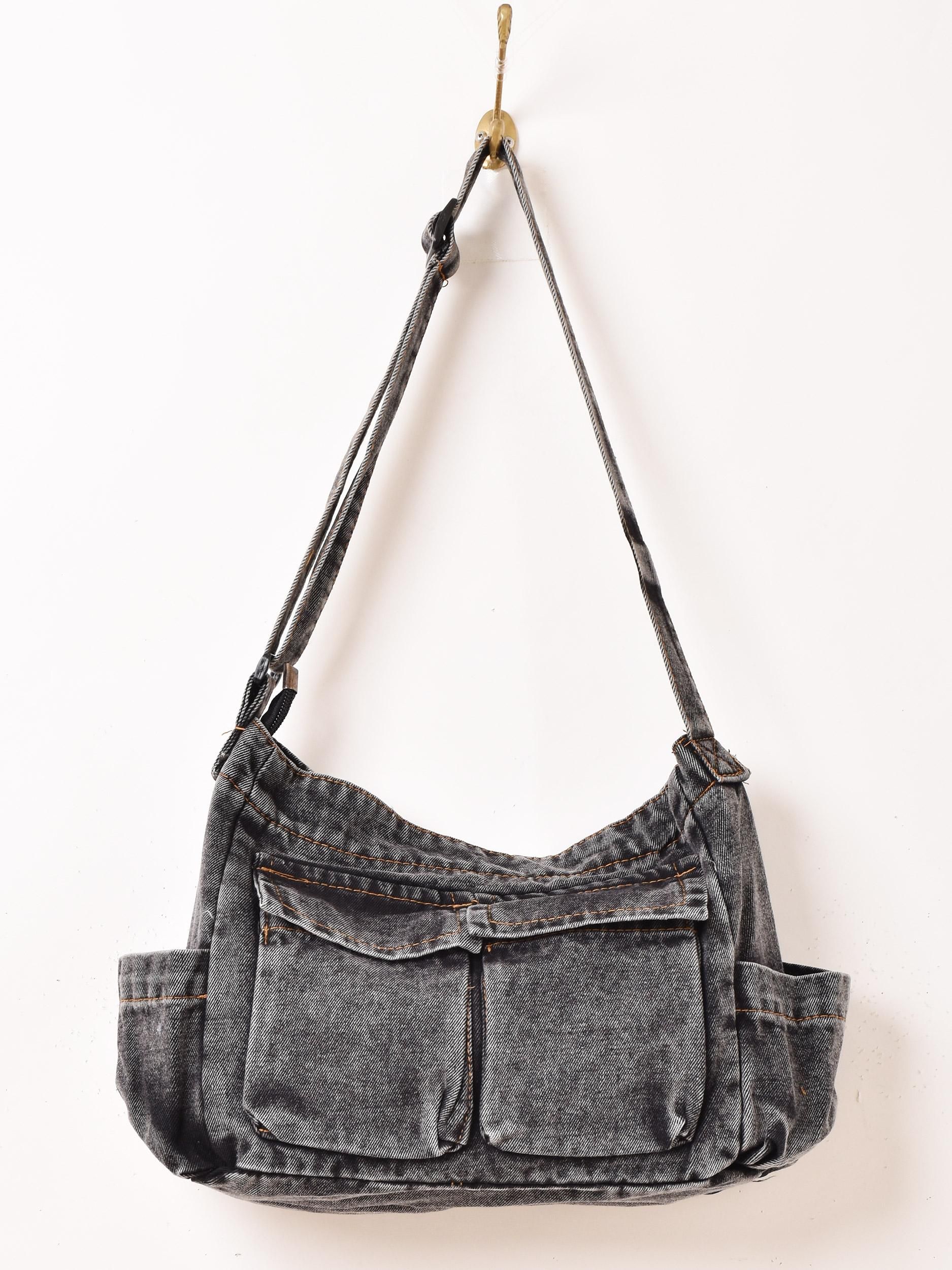 2色展開】4ポケット デニムショルダーバッグ ブラック - 古着屋