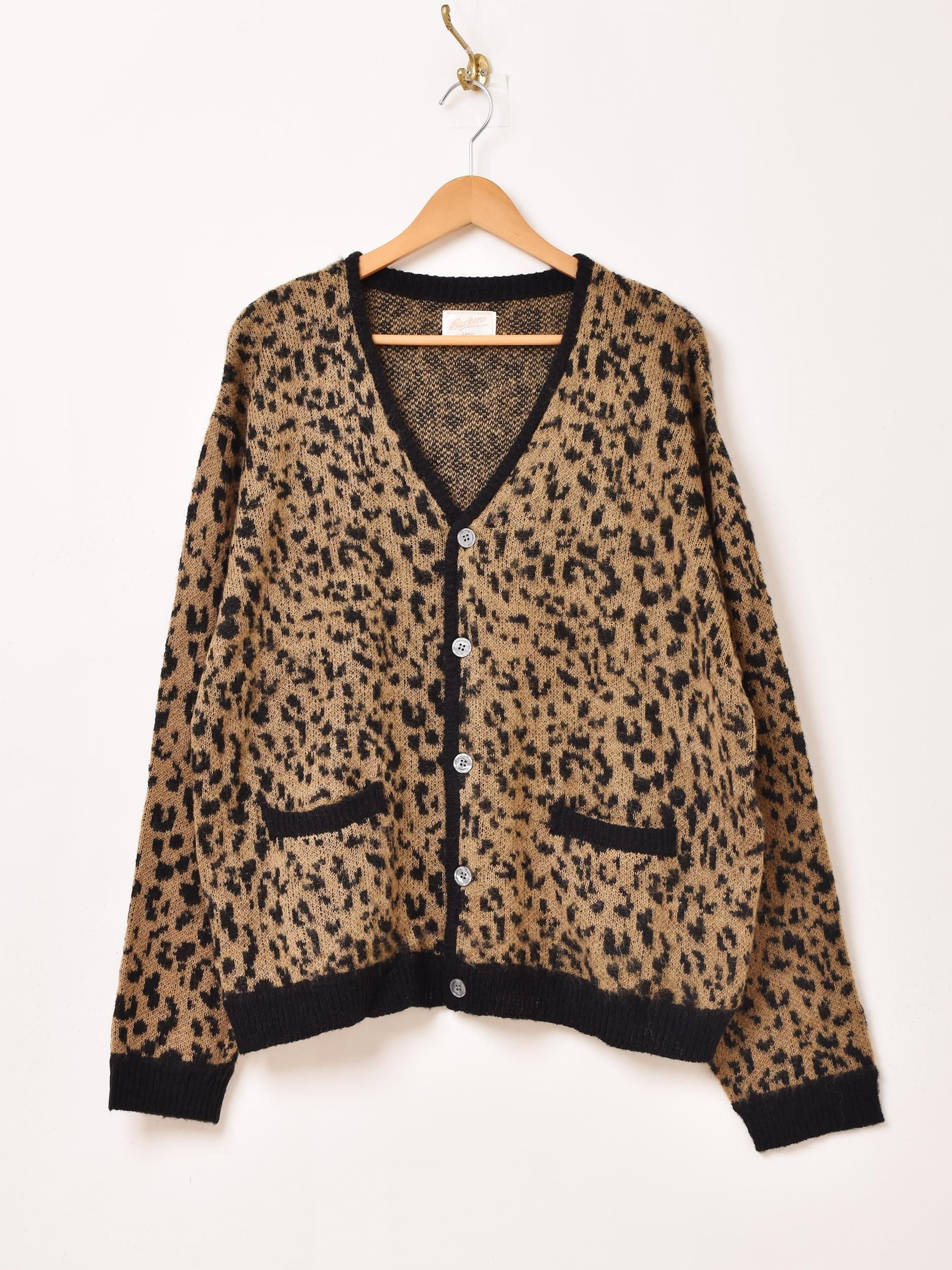 3色展開】「Backers」レオパード柄 モヘア混 カーディガン ベージュ