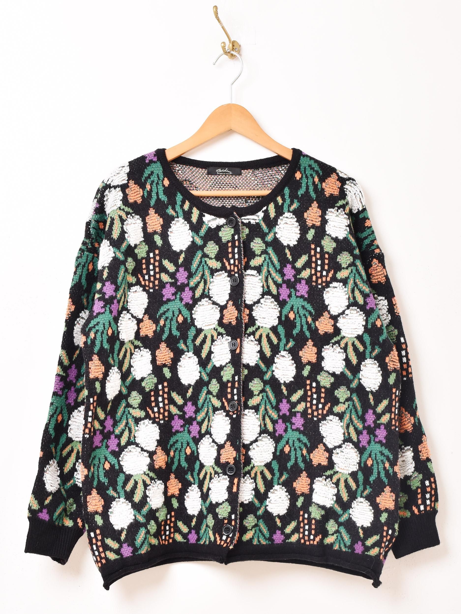 Meridian 花柄カーディガン | ブラック - 古着屋グレープフルーツ
