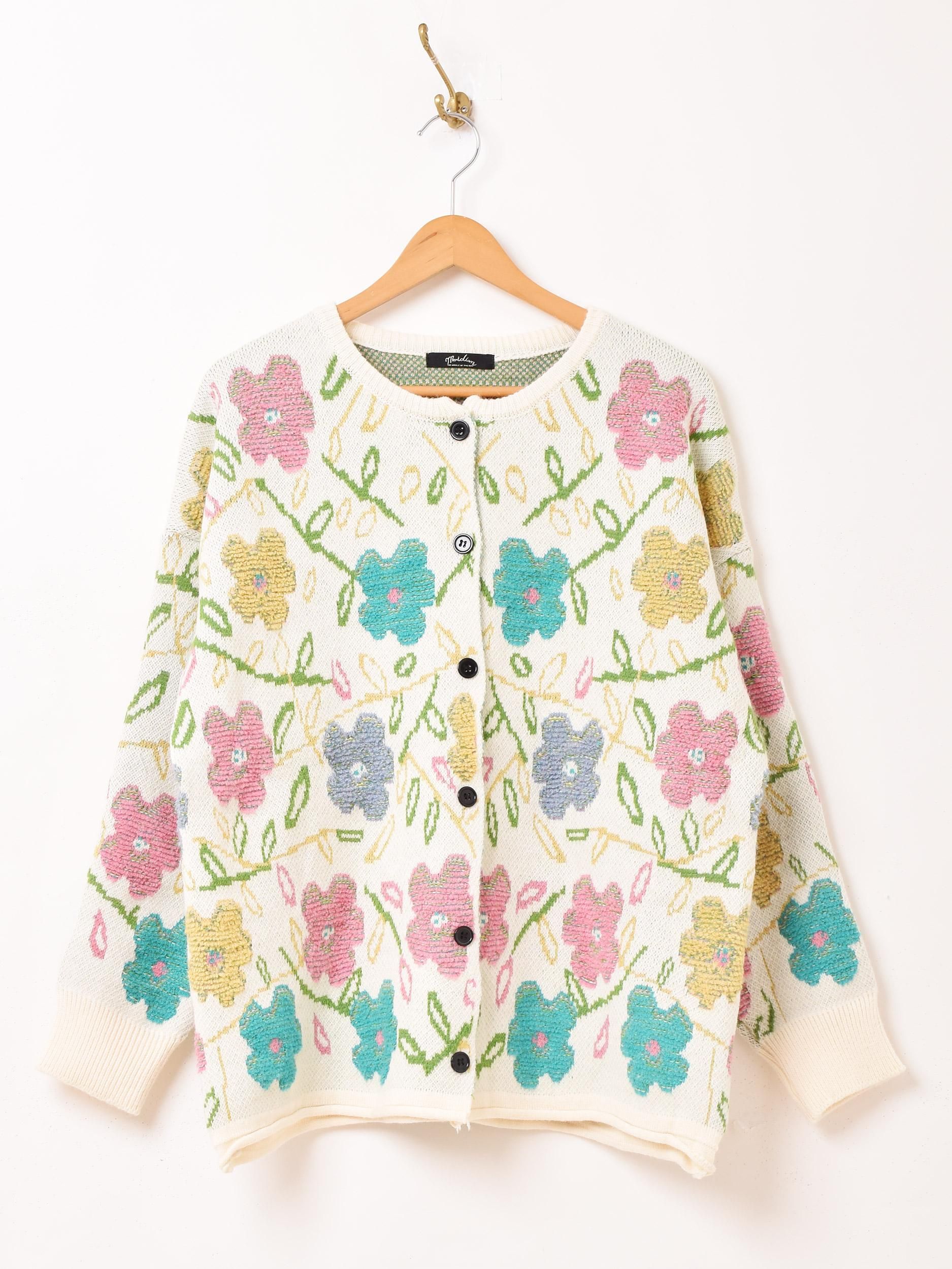 Meridian 花柄 カーディガン | アイボリー - 古着屋グレープフルーツ