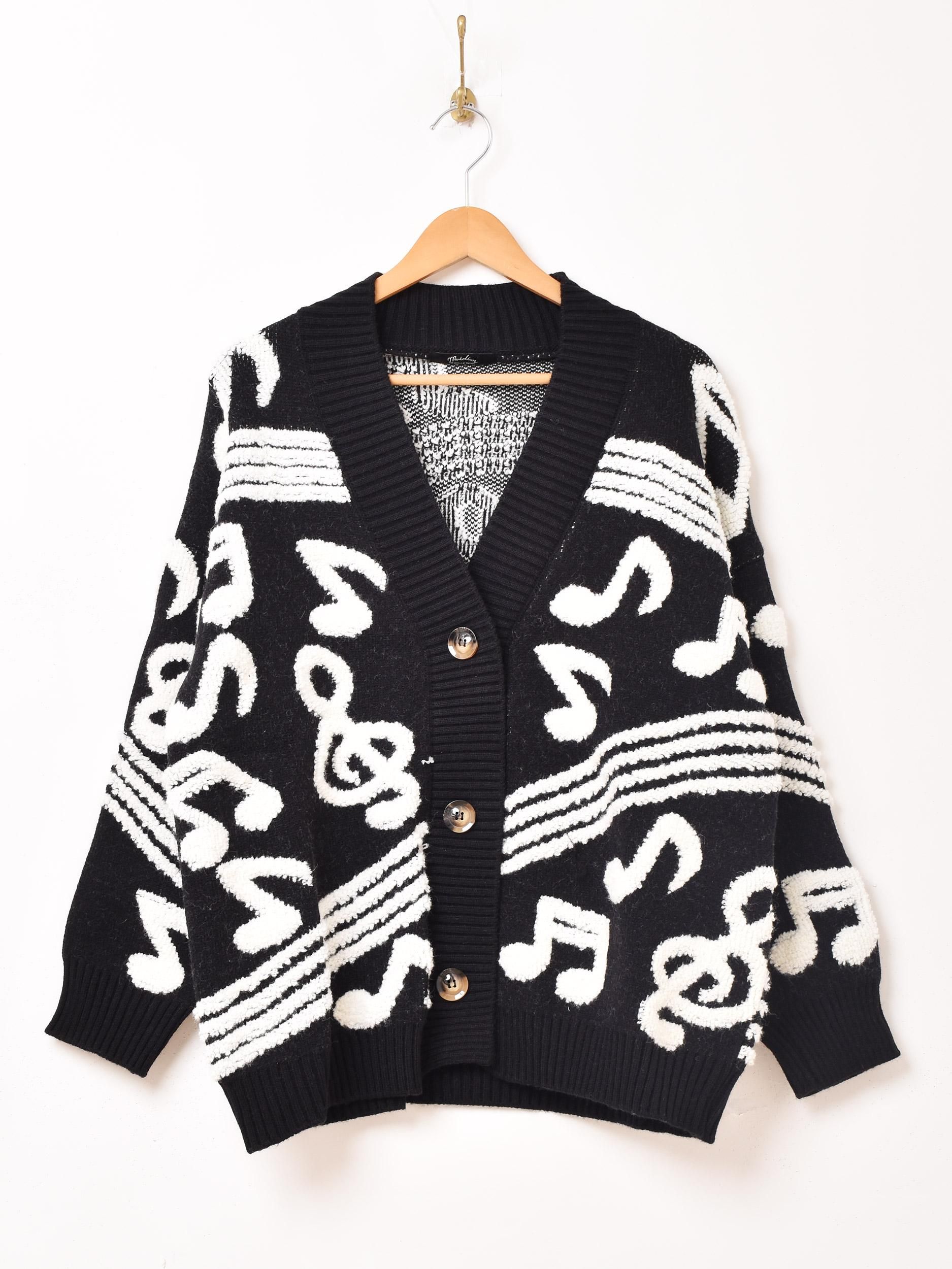 音符柄カーディガン | Meridian - 古着屋グレープフルーツ ムーン