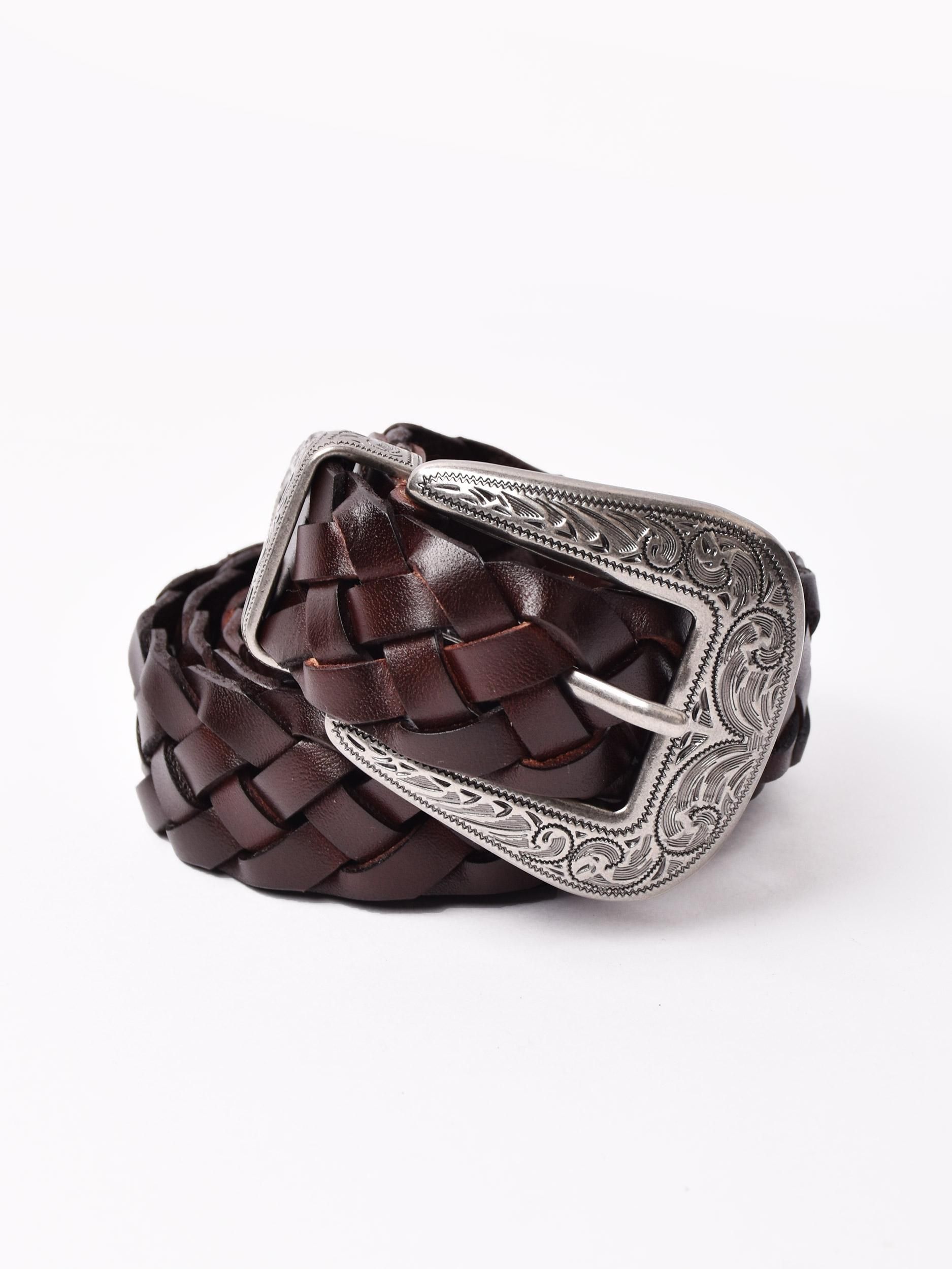 レザー メッシュ ベルト | ブラウン - 古着屋グレープフルーツ ムーン