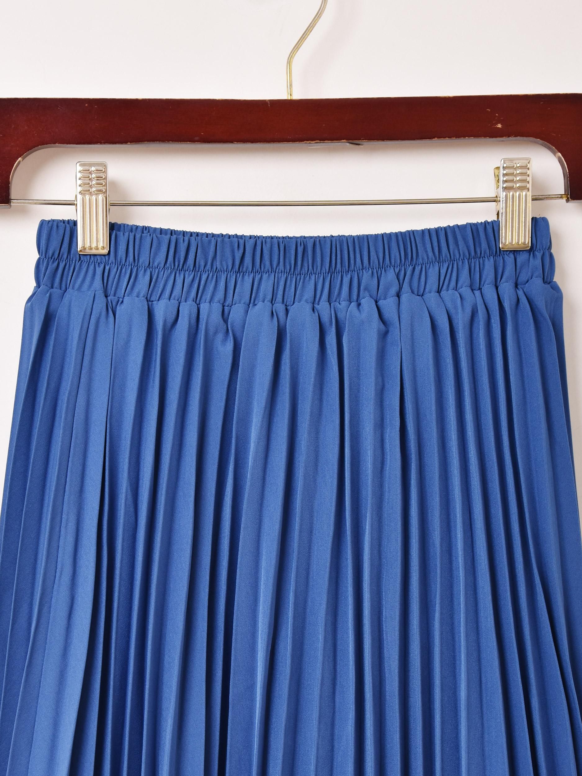 3色展開】「Meridian」アシンメトリー フリル プリーツスカート ブルー