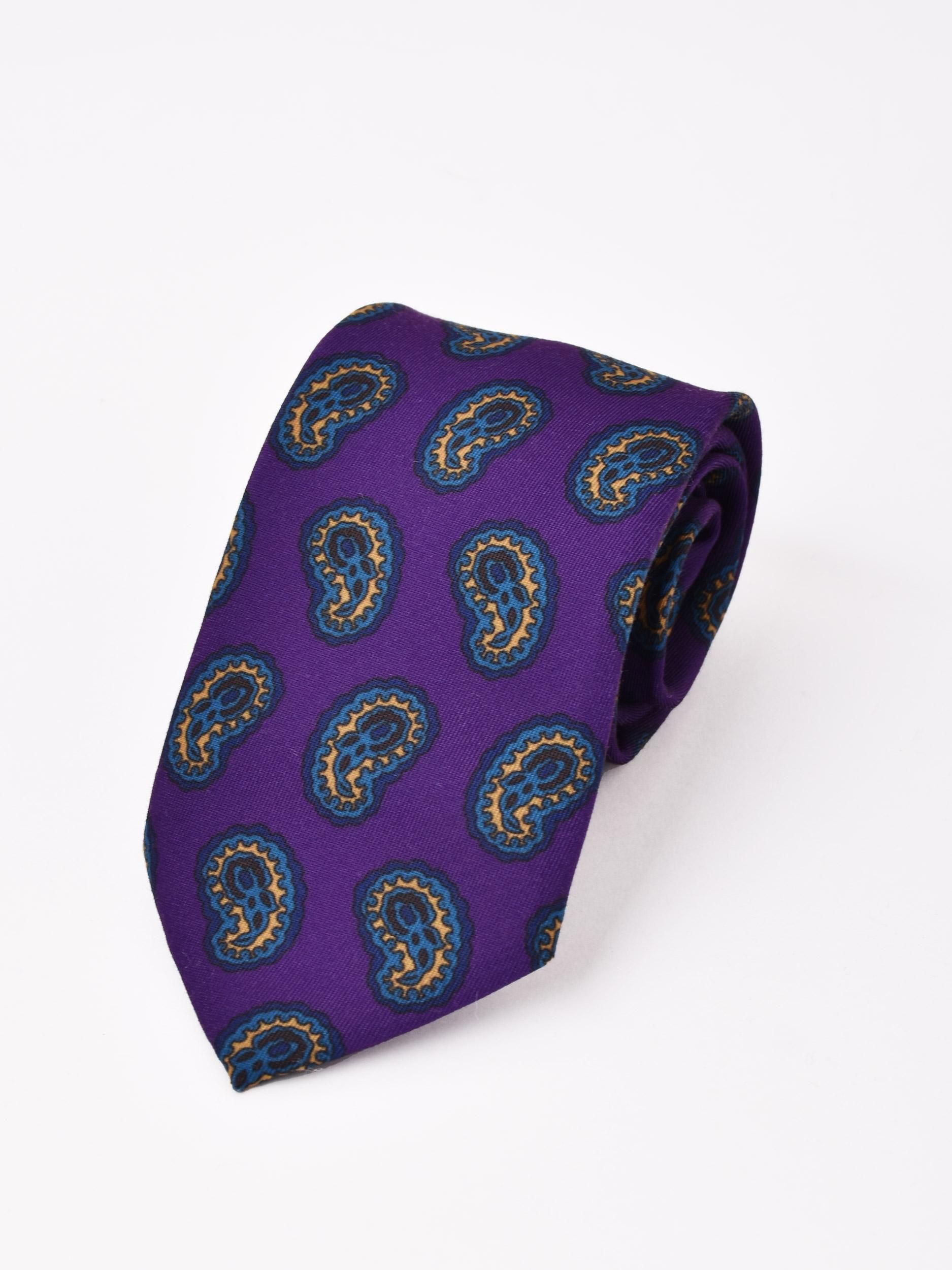 3色展開】ペイズリー柄 ネクタイ パープル - 古着屋グレープフルーツ