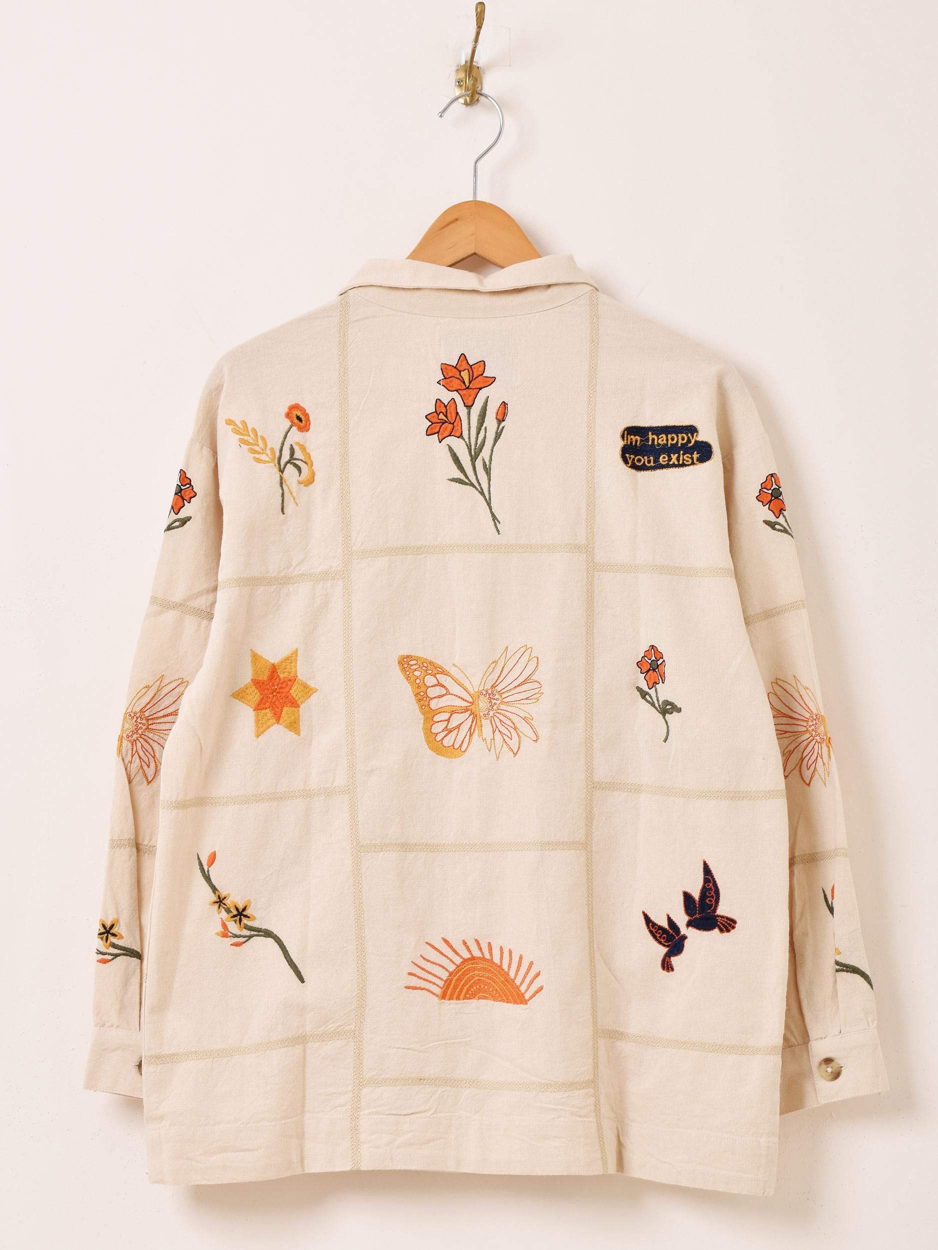Emerald Motel」パッチワーク刺繍 長袖 シャツジャケット - 古着屋