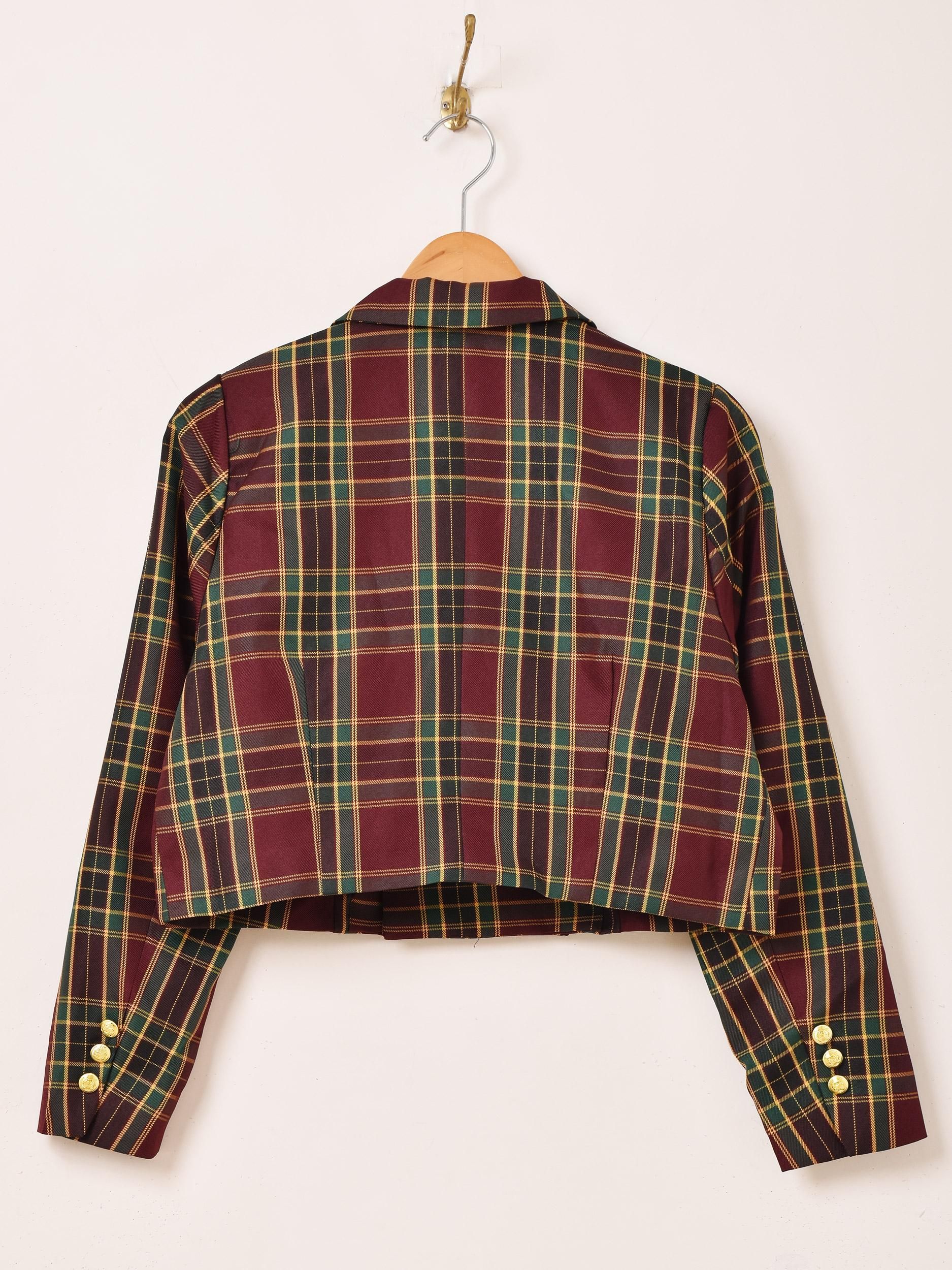 2色展開】「Meridian」チェック柄 ショート テーラードジャケット