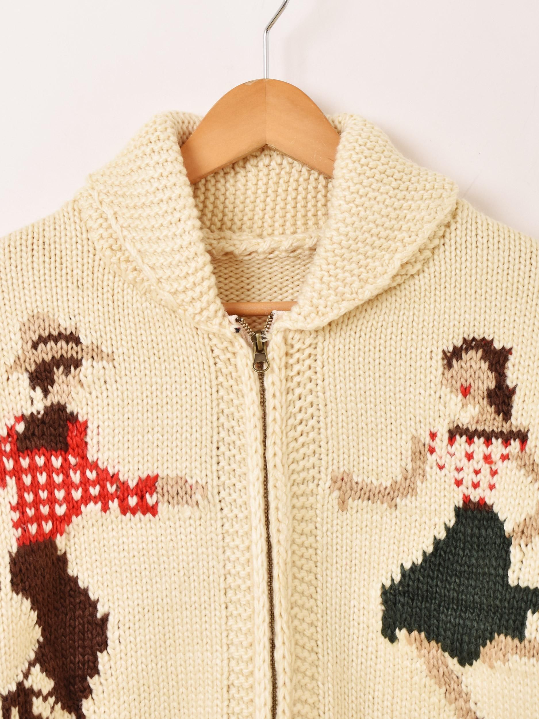 Meridian」ダンス柄 カウチンセーター ホワイト - 古着屋