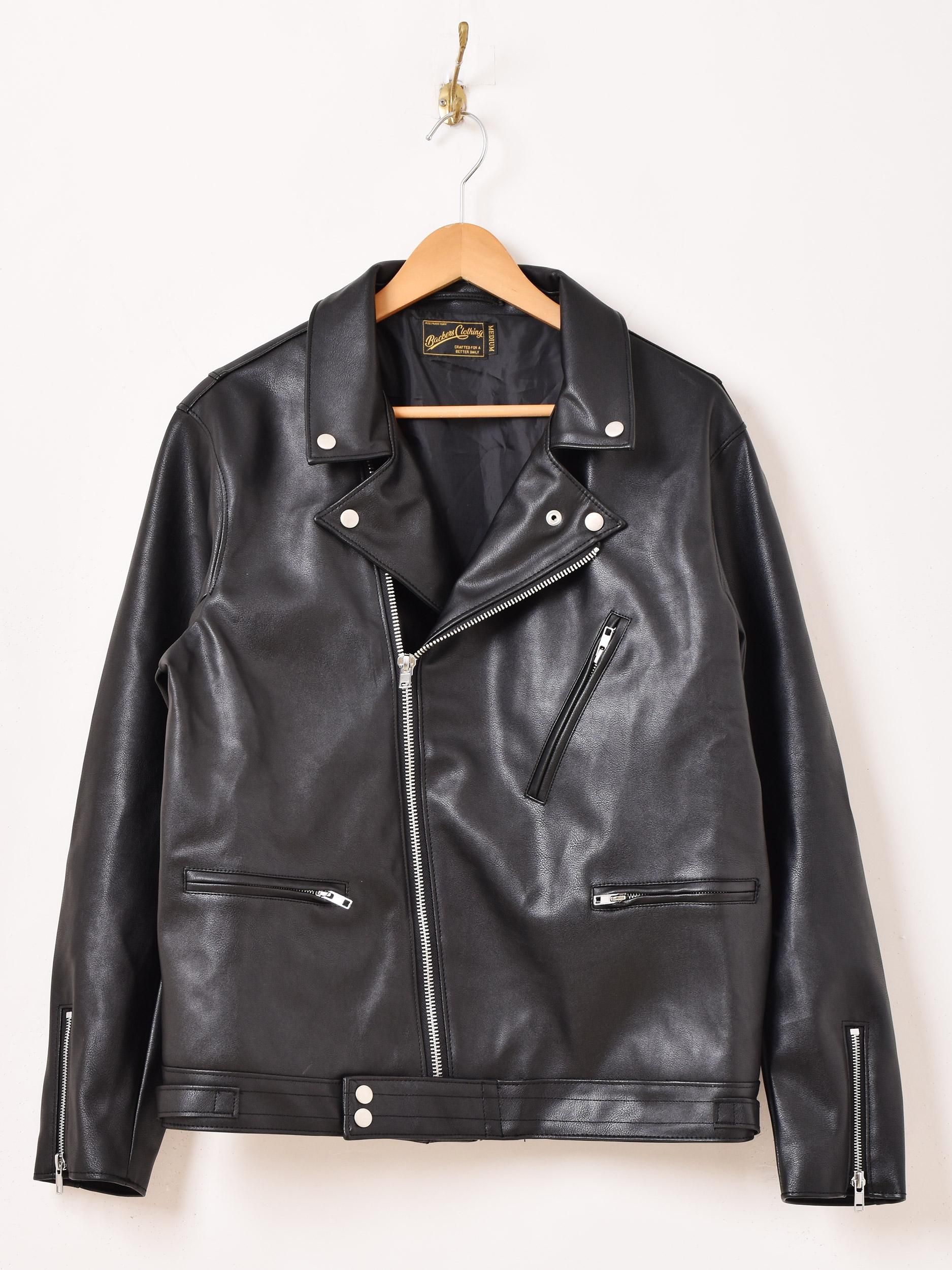 2色展開】「Backers」フェイクレザー ライダースジャケット ブラック