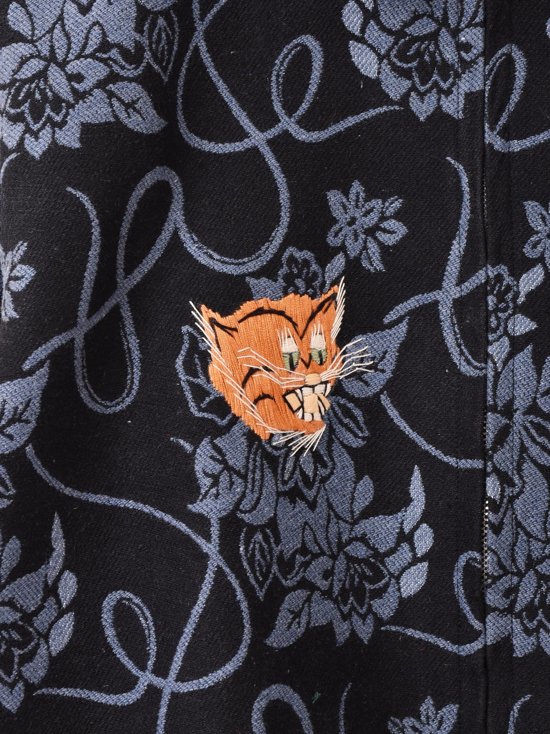 2色展開】花柄 ゴブラン織り ベトジャンタイプ ジャケット ブラック