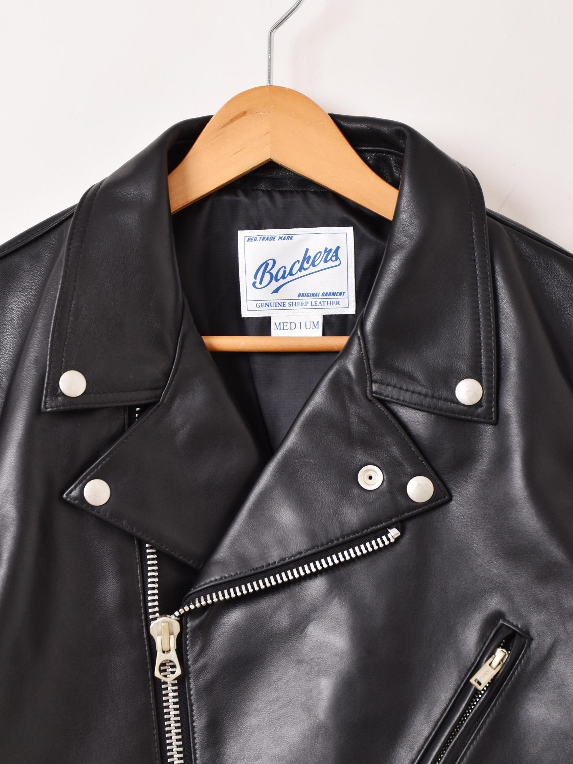 Backers」シープスキン レザー ライダースジャケット ブラック - 古着