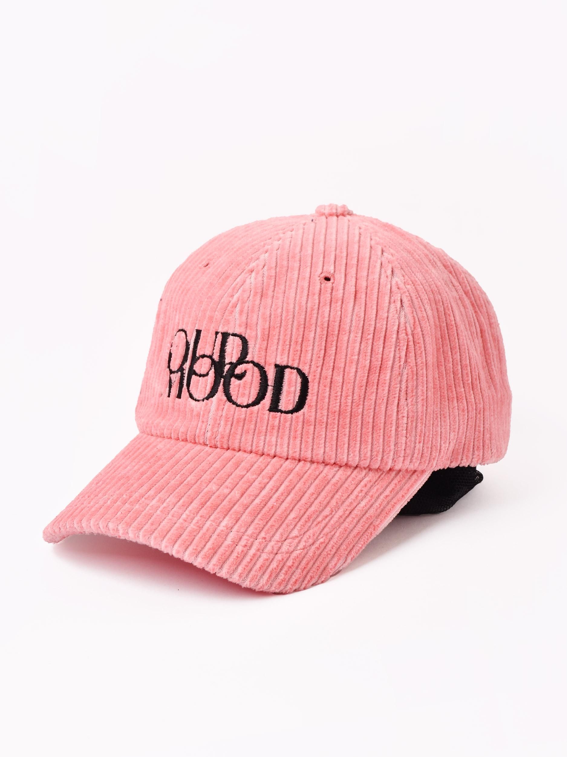 刺繍入り コーデュロイ キャップ「OUR MOOD」 ピンク - 古着屋