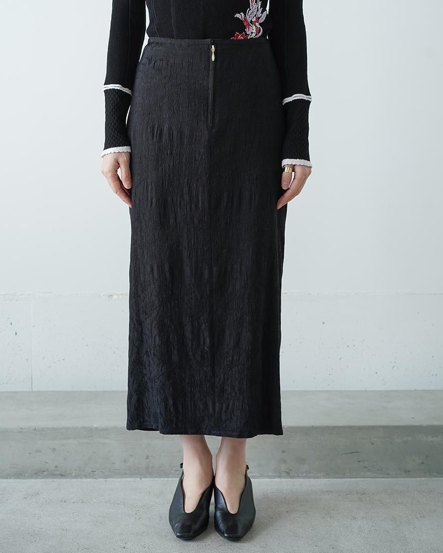 Mame Kurogouchi Floral Jacquard Back Drape Skirt - Altamira