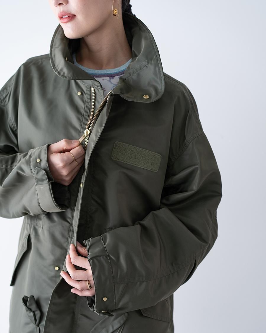 Mame Kurogouchi Nylon Twill 3D Embroidery Mods Coat - Altamira