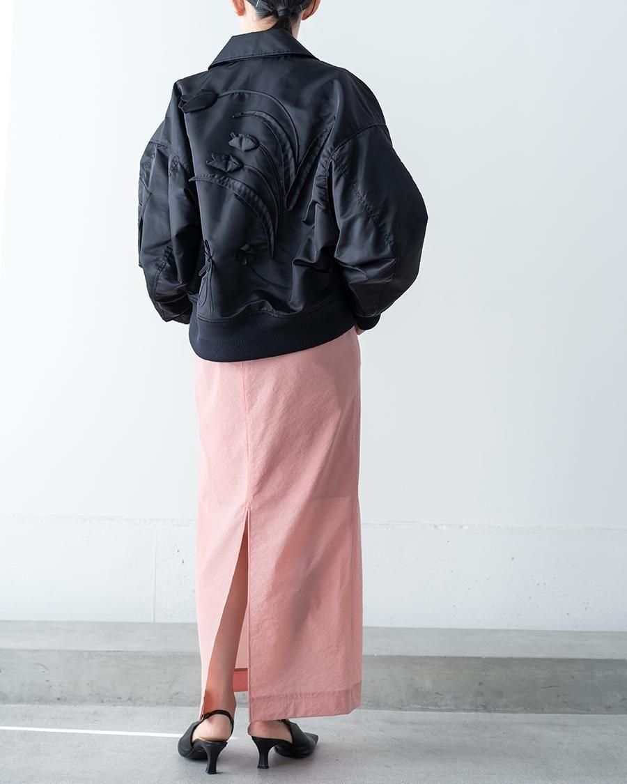 Mame Kurogouchi Nylon Twill 3D Embroidery Flight Jacket - Altamira