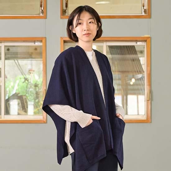 tate-S 羽織るポンチョ / 手をあたためるポケット エアリーウール